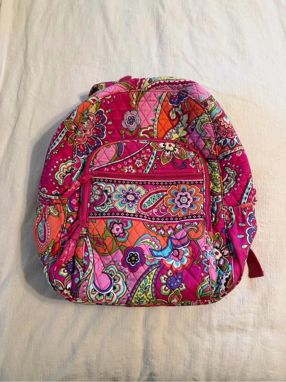 Vera Bradley Quilted Floral Paisley Backpack - Hot Pink & Orange